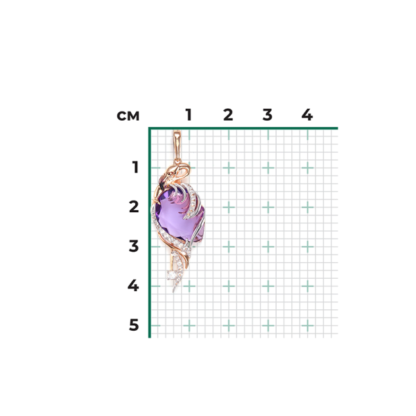 Подвеска из красного золота с аметистом и топазами «Фламинго»